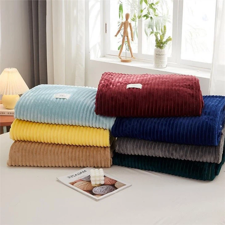 Solid Strip Flannel Blanket Free Sample