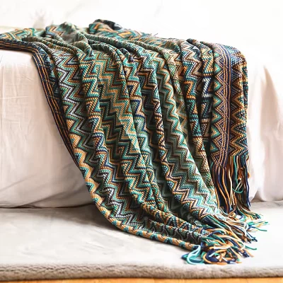 Tassels Geometric Pattern Blanket